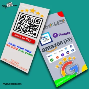 qr code and Upi apps print on pvc cards