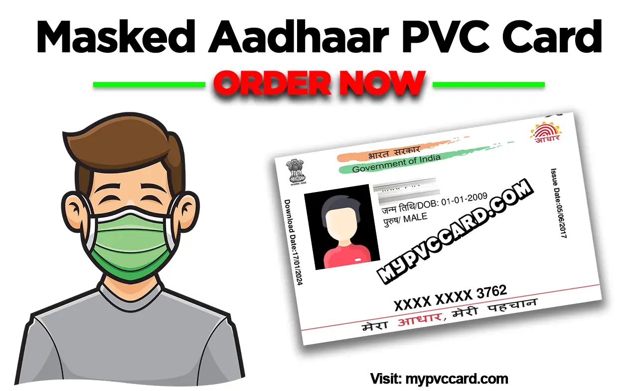 Masked Pvc aadhar card front and backside.
